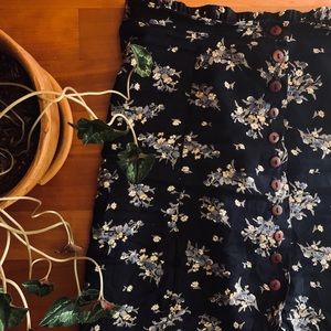 Midi Length Flower Print Skirt